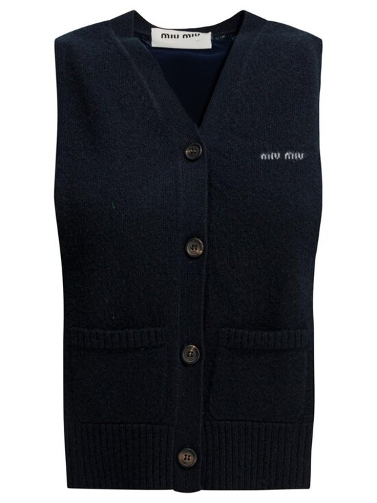 Miu Miu Sweaters - Miu Miu Cashmere Vest With Logo Tag Size 42 Women